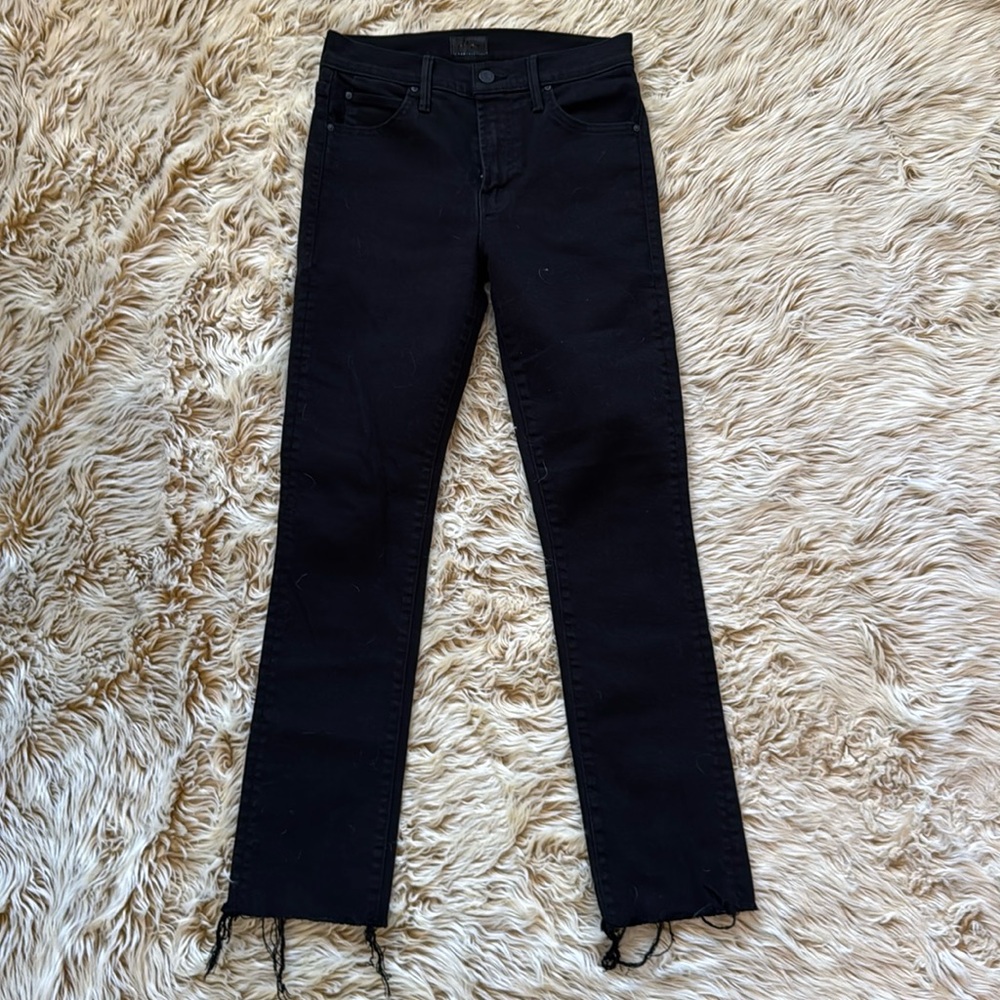 MOTHER Black Straight Leg Jeans
